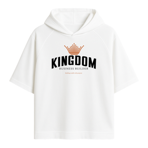 White hoodie with 'Kingdom Business Builder' text and crown graphic on a white background