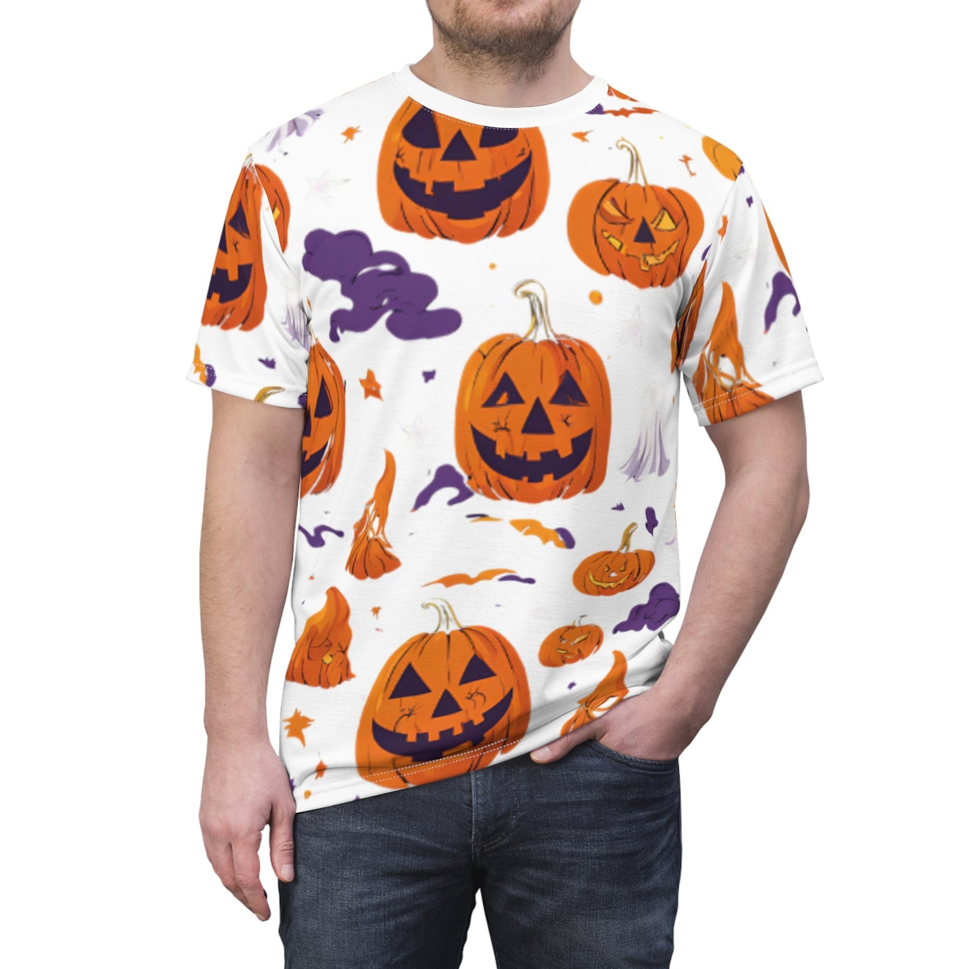 Print Halloween Pumpkin Face Tee