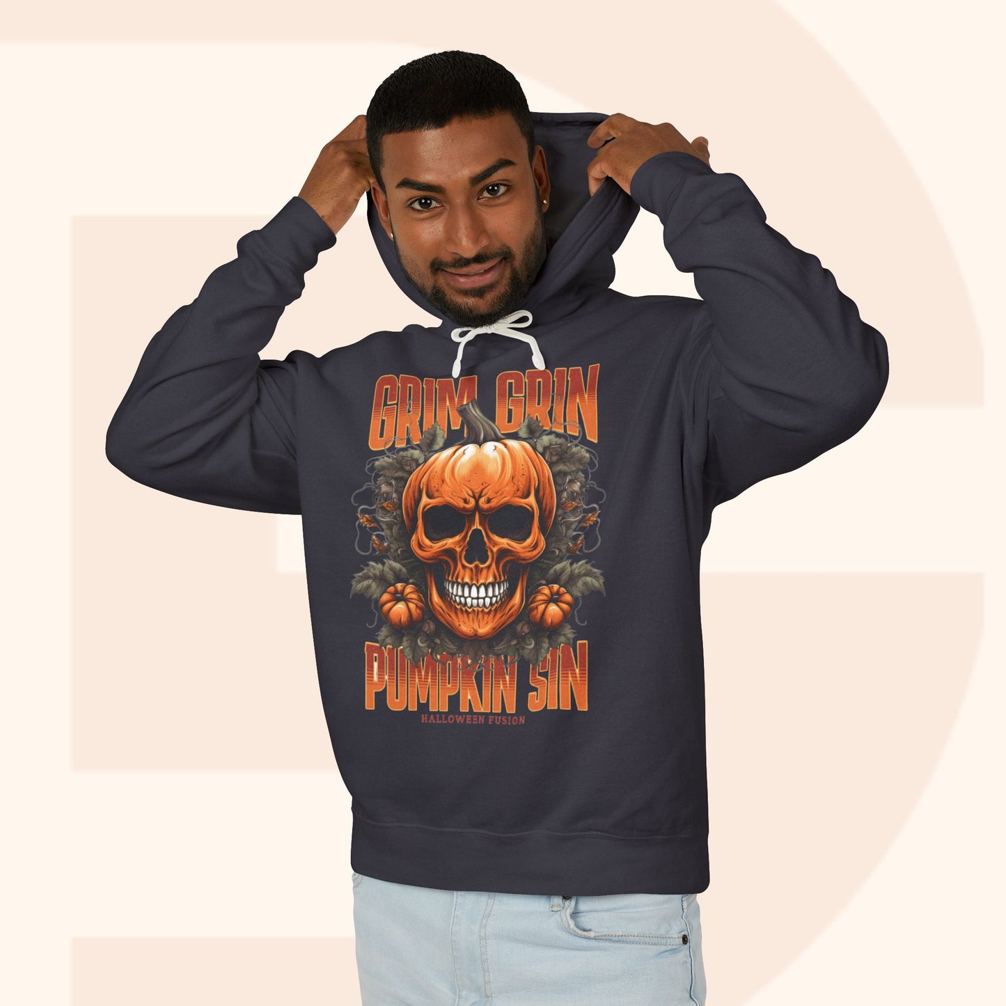 Grin Grin Pumpkin Sweatshirt - Mischievously Cute Halloween Hoodie