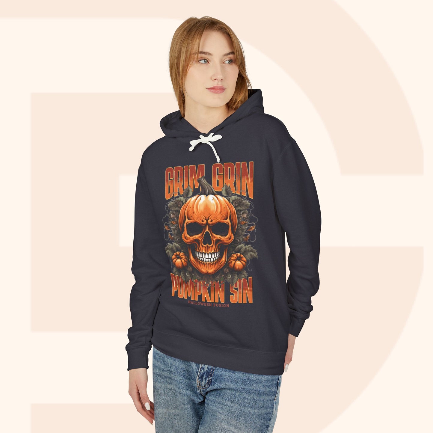 Grin Grin Pumpkin Sweatshirt - Mischievously Cute Halloween Hoodie