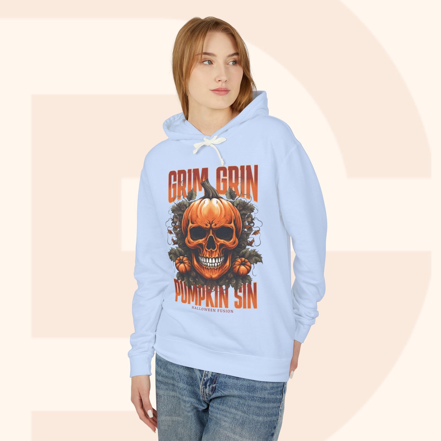 Grin Grin Pumpkin Sweatshirt - Mischievously Cute Halloween Hoodie