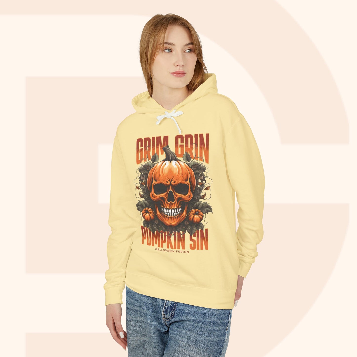 Grin Grin Pumpkin Sweatshirt - Mischievously Cute Halloween Hoodie