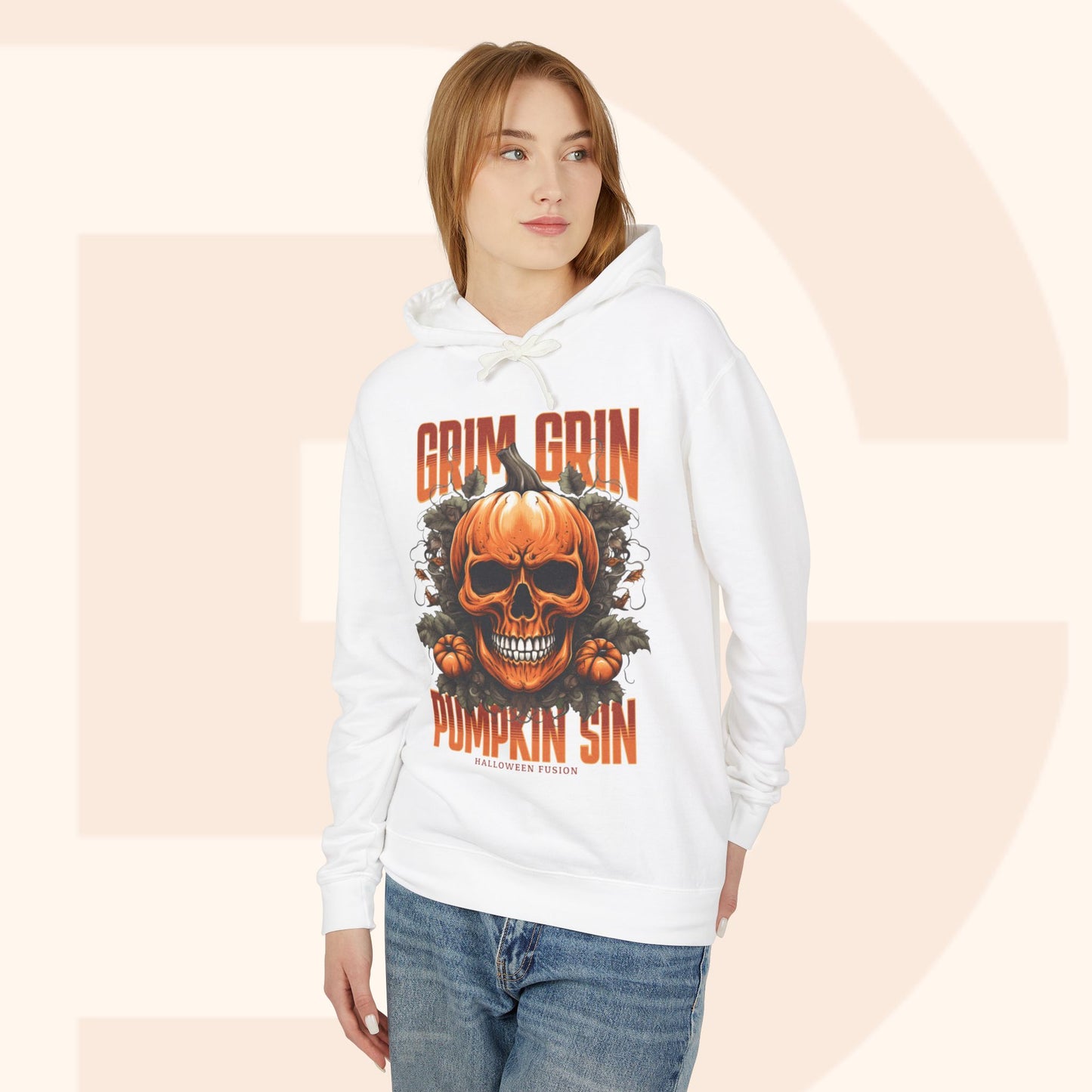 Grin Grin Pumpkin Sweatshirt - Mischievously Cute Halloween Hoodie