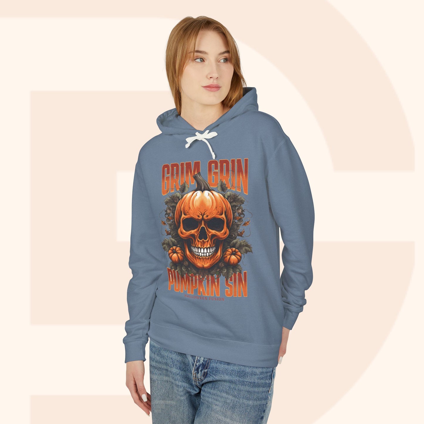 Grin Grin Pumpkin Sweatshirt - Mischievously Cute Halloween Hoodie