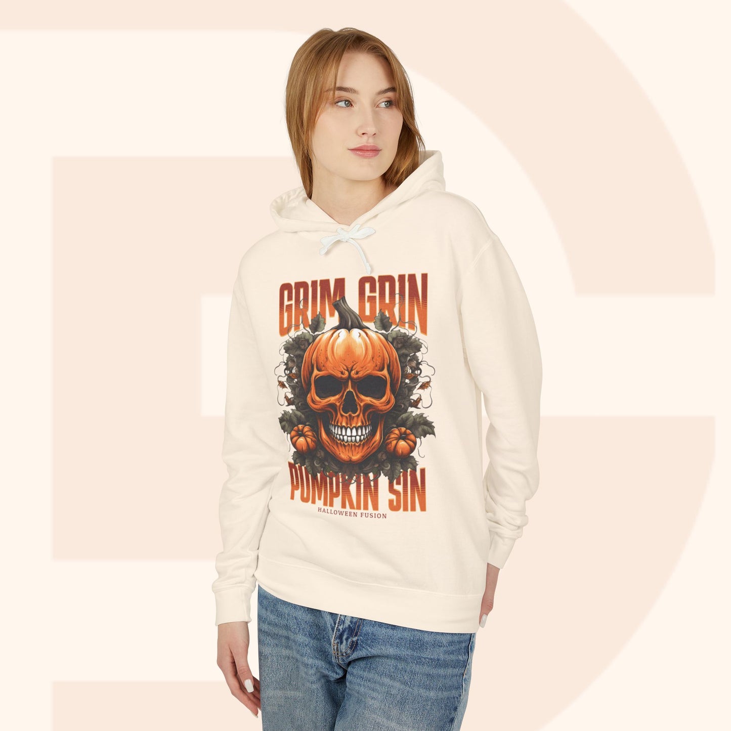 Grin Grin Pumpkin Sweatshirt - Mischievously Cute Halloween Hoodie