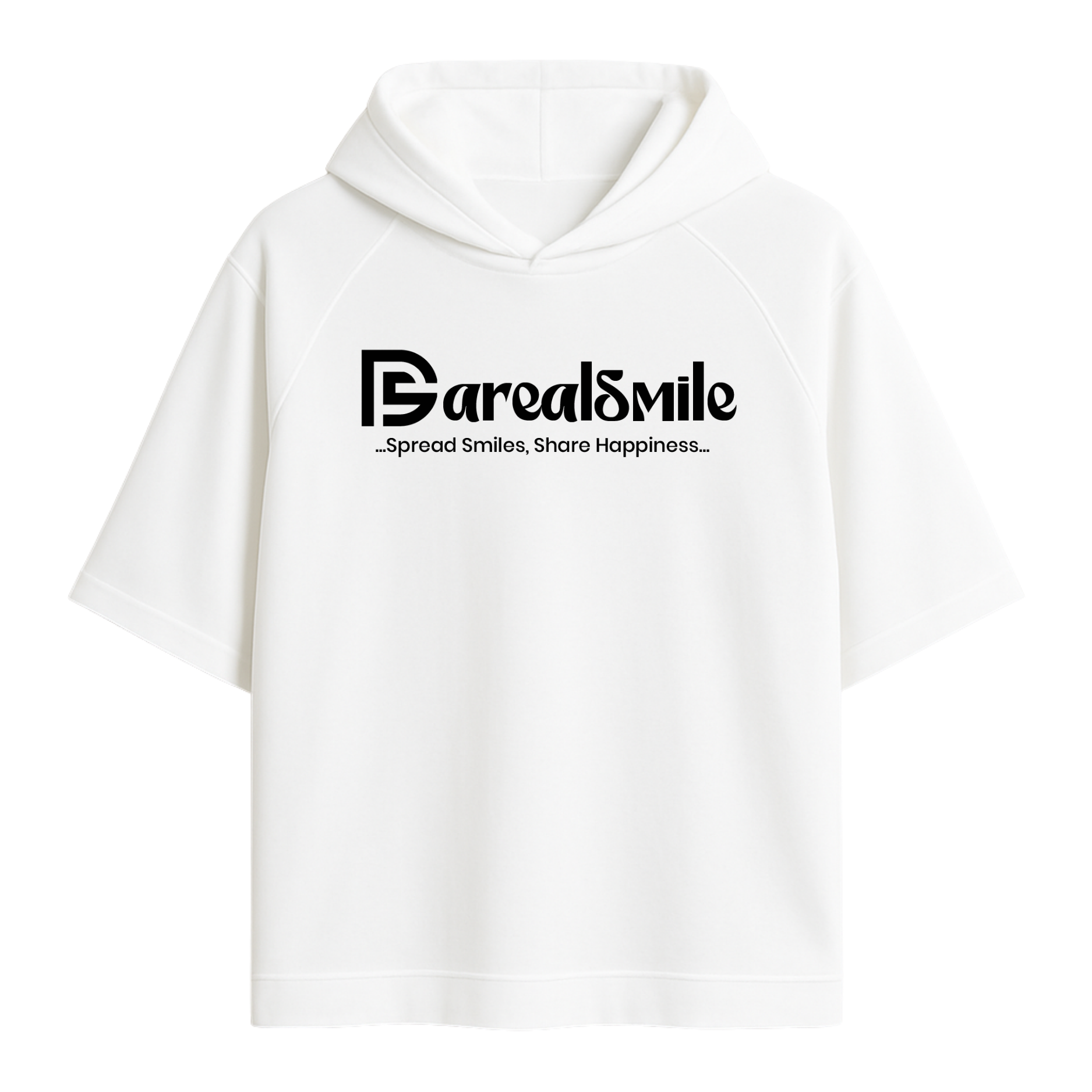 White hoodie with 'DarealSmile' logo and text on a white background