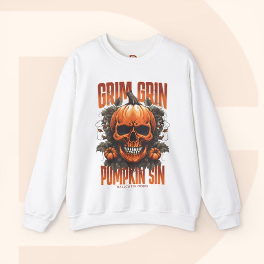 Grin Grin Pumpkin Mischievously Cute Halloween Sweatshirt