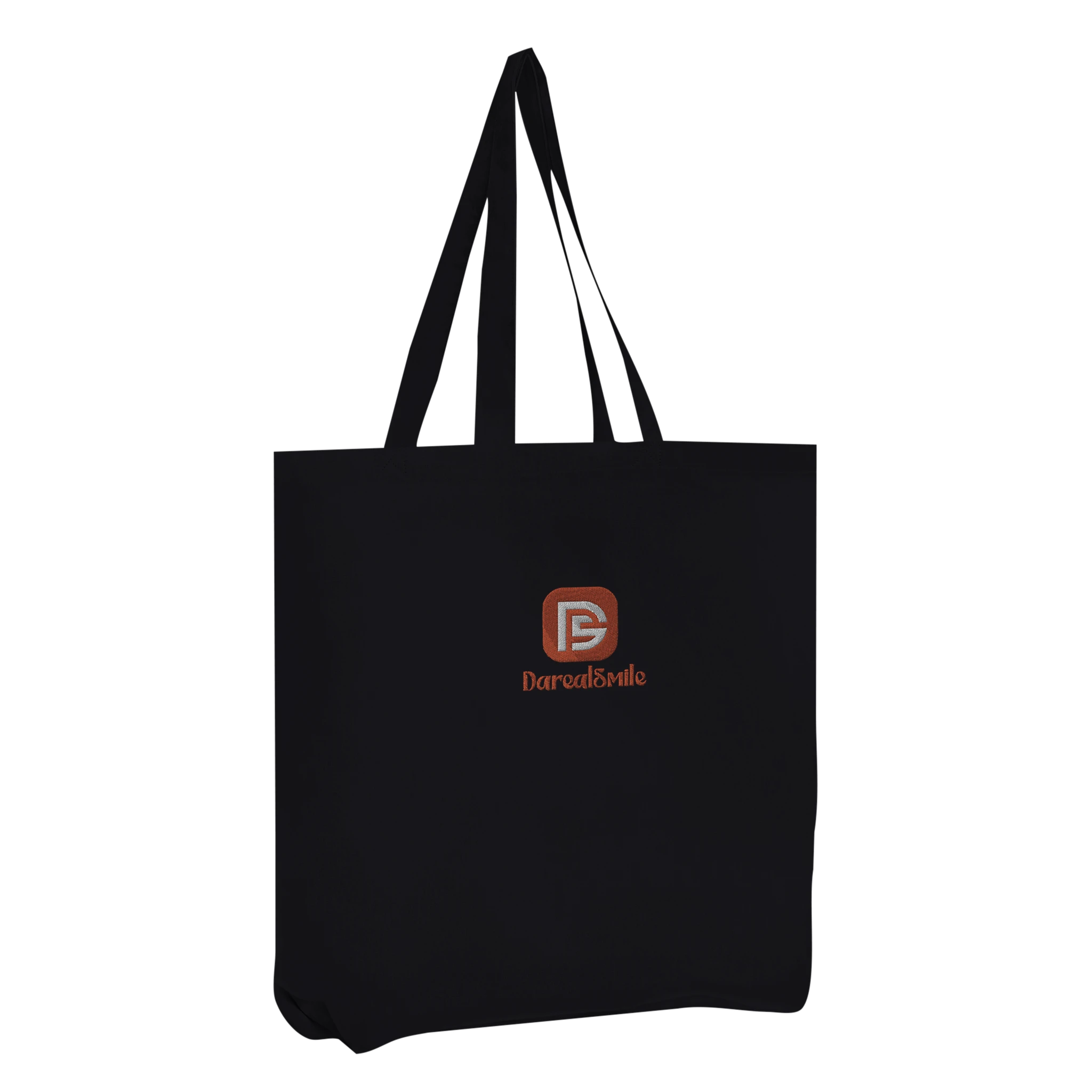 Darealsmile Embroidery Organic Long Handles Tote Bag