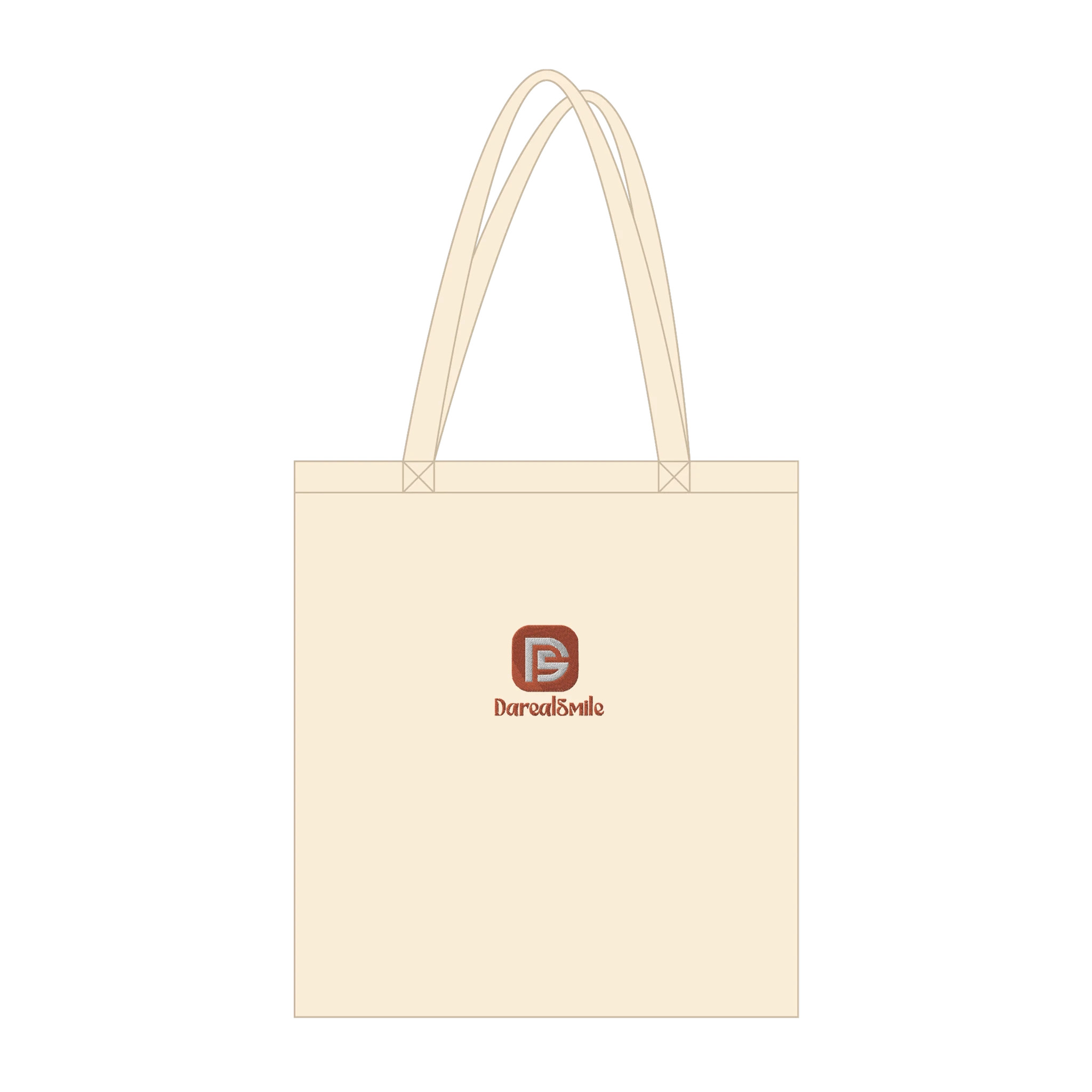 Darealsmile Embroidery Organic Long Handles Tote Bag